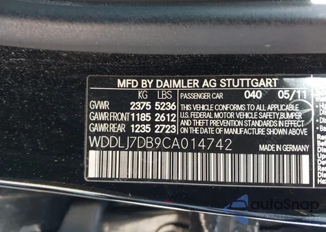 2012 Mercedes-Benz Cls 550 z USA, uszkodzony, nr VIN WDDLJ7DB9CA014742